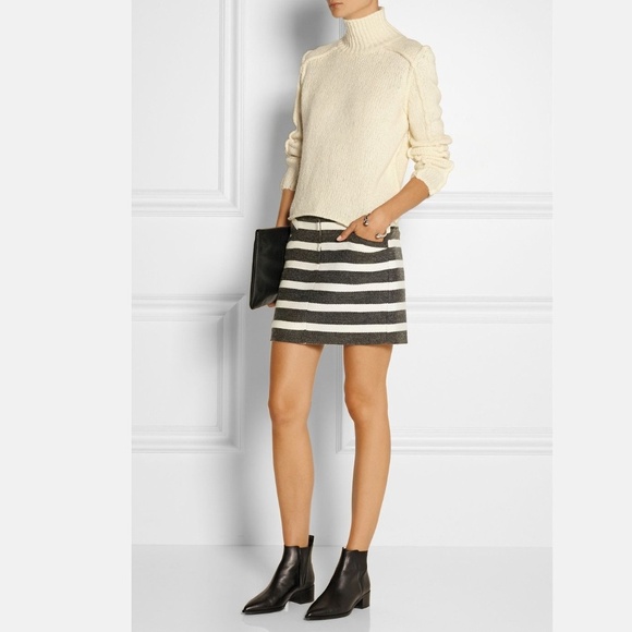MAJE Geste Stripe Woven Mini Skirt with pockets